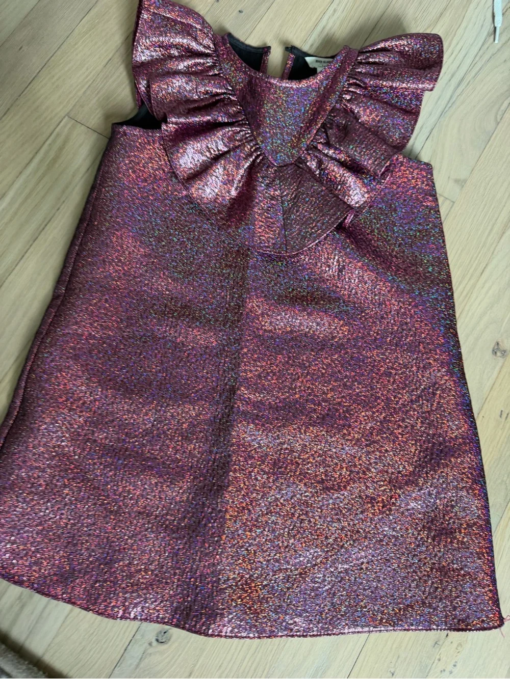 River island mini metallic ruffle holiday dress